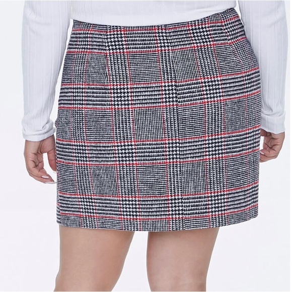 Forever 21+ Wool Blend Plaid Mini Skirt - Size 0X - Picture 4 of 15